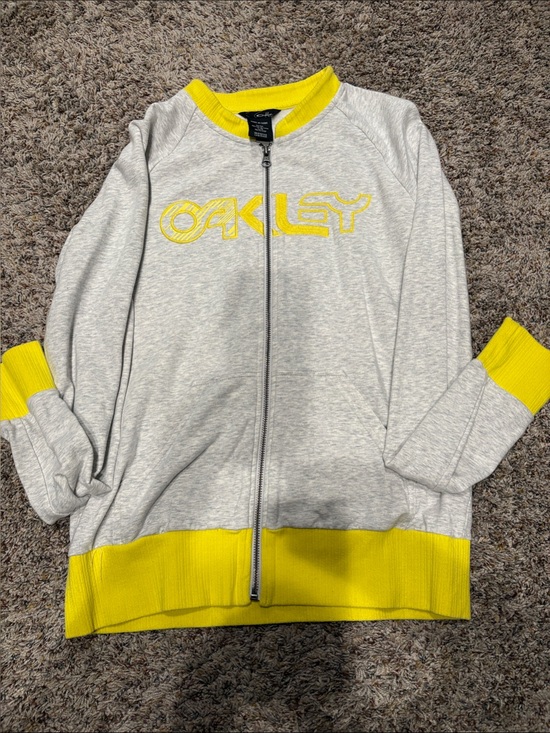 Oakley Jackets & Blazers - Oakley Light Gray and Yellow Zip-Up Jacket